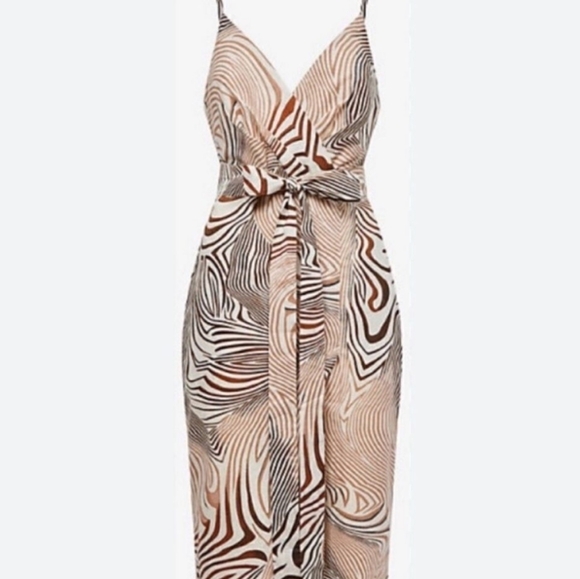 REISS | Rosie Animal Print Faux Wrap Style Dress - Picture 5 of 16